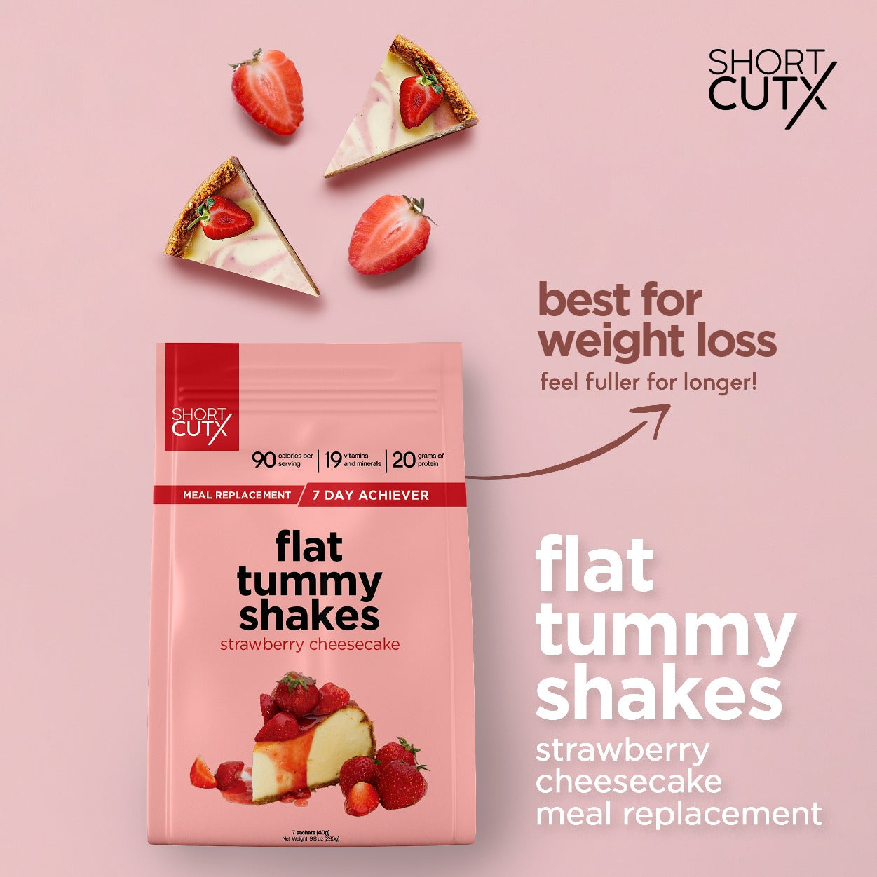 Shortcutx Flat Tummy Shakes - Strawberry Cheesecake